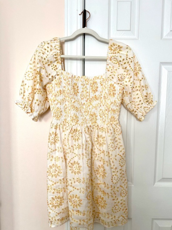 Greylin Dresses & Skirts - Adorable Greylin White Mini Dress with Yellow Eyelet Embroidery